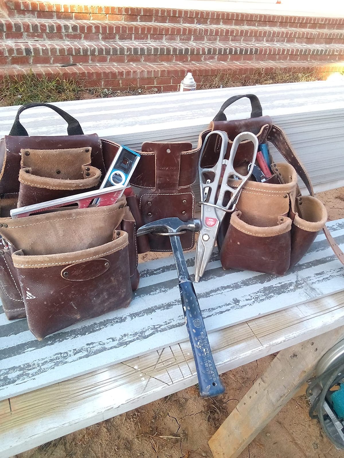 Style n Craft Leather Framer's Tool Belt Combo - 4 Piece Set for Men - Full-Grain Leather with 17 Pockets, Tape Holder & Hammer Loop - Heavy Duty Nylon Stitch - Ideal Carpenter's Tool Belt customer photo 2