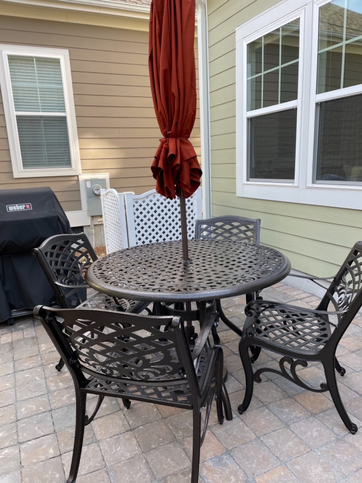 Christopher Knight Home Hallandale Outdoor Cast Aluminum Dining Set for Patio or Deck, 5-Pcs Set, Hammered Bronze customer photo 1