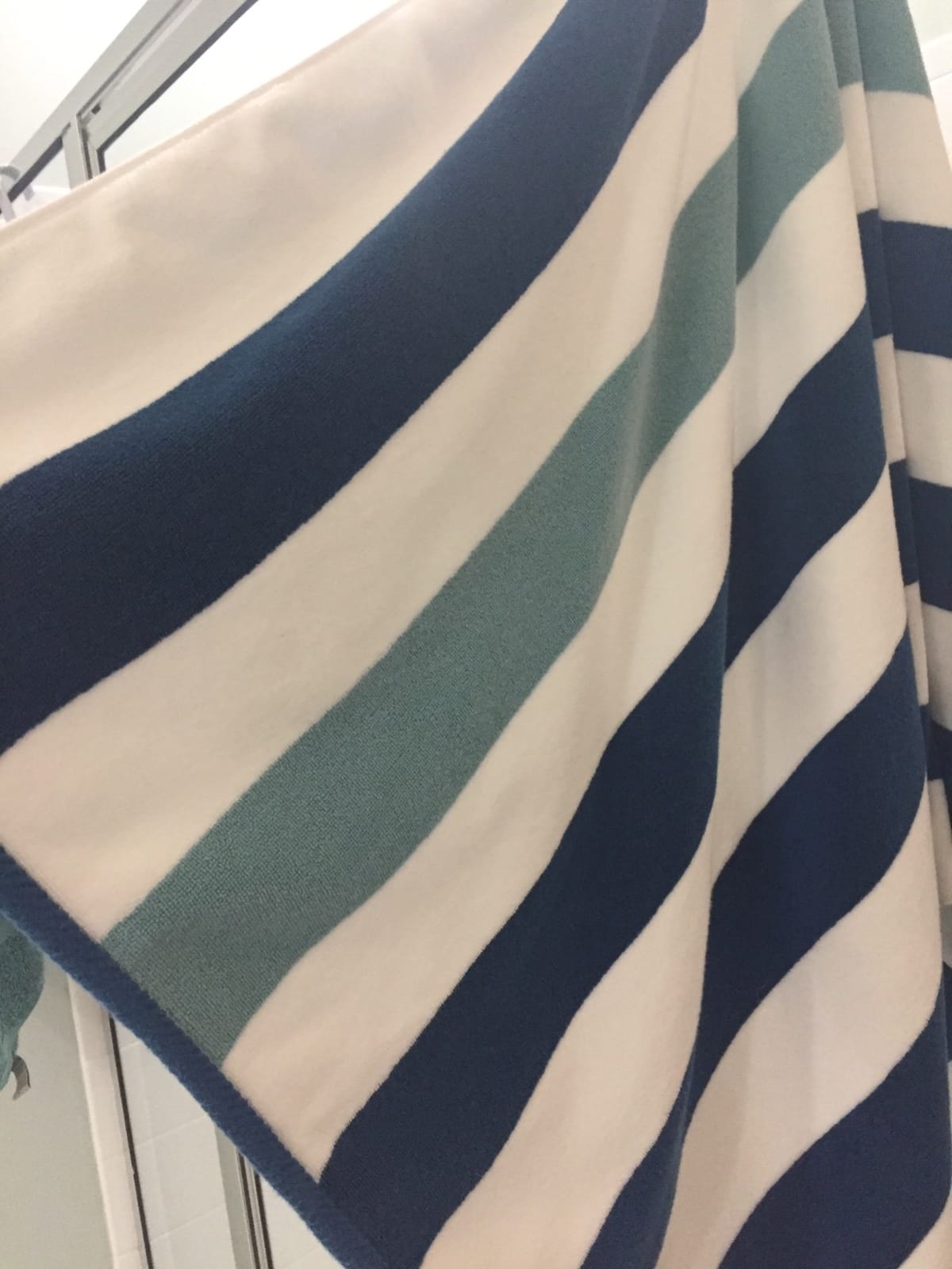 Laguna Beach Textile Co. Striped Cabana Beach Towel - Oversized, Plush 630 GSM Cotton - Midnight Blue & Seafoam Green customer photo 1