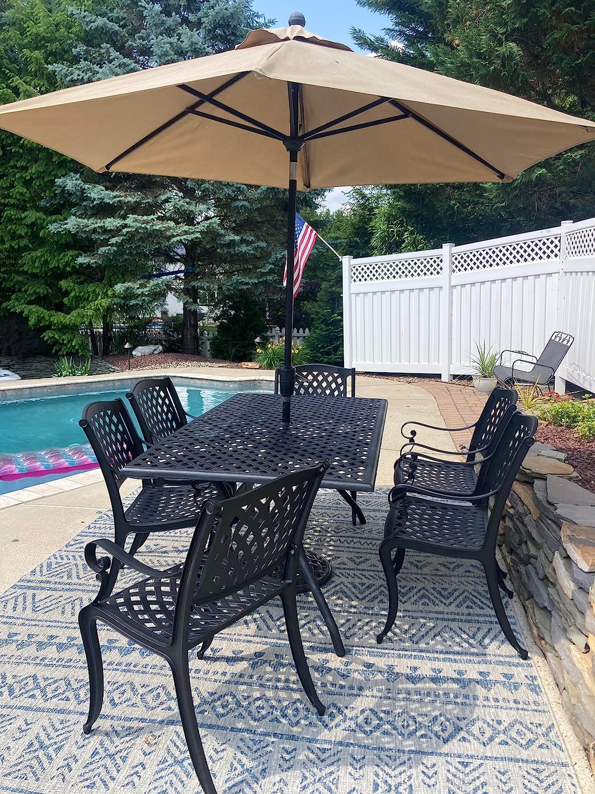 Christopher Knight Home Cayman Outdoor 6-Seater Cast Aluminum Dining Set, 7-Pcs Set, Black Sand customer photo 2