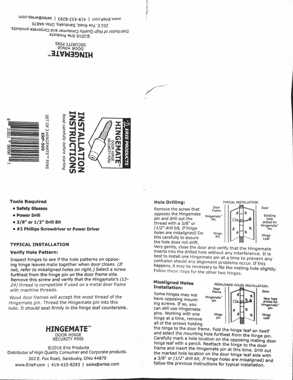 Door Hinge Security Pins / Screws / Stud, 3-Pack Kit customer photo 1