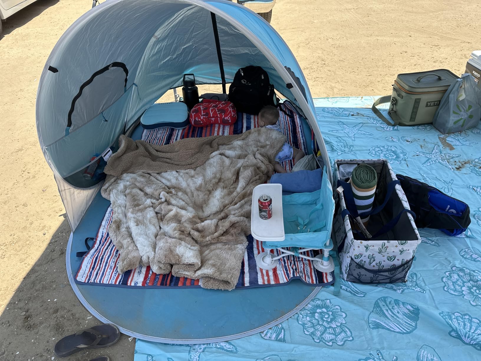 Wolfwise Pop up Beach Tent Sun Shelter with UPF50+ UV Protection, Instant Easy Setup Popup Beach Shade Canopy for 3 Person, Portable & Foldable with Carring Bag, 87 ×57×47 in, Blue customer photo 1