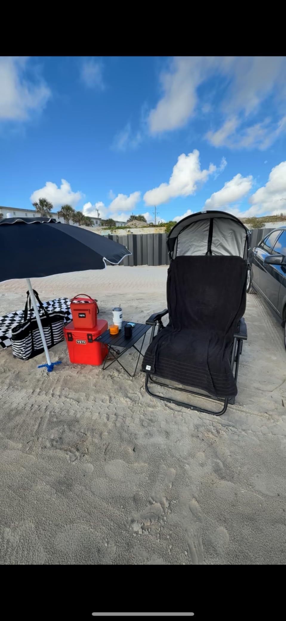 AMMSUN 6.5ft Heavy Duty HIGH Wind Beach Umbrella with Tilt Air Vent Portable Sun Shelter, UPF 50+ Sun Protection Outdoor Sunshade Umbrellas Carry Bag for Patio Garden Pool Backyard Sky Blue customer photo 1