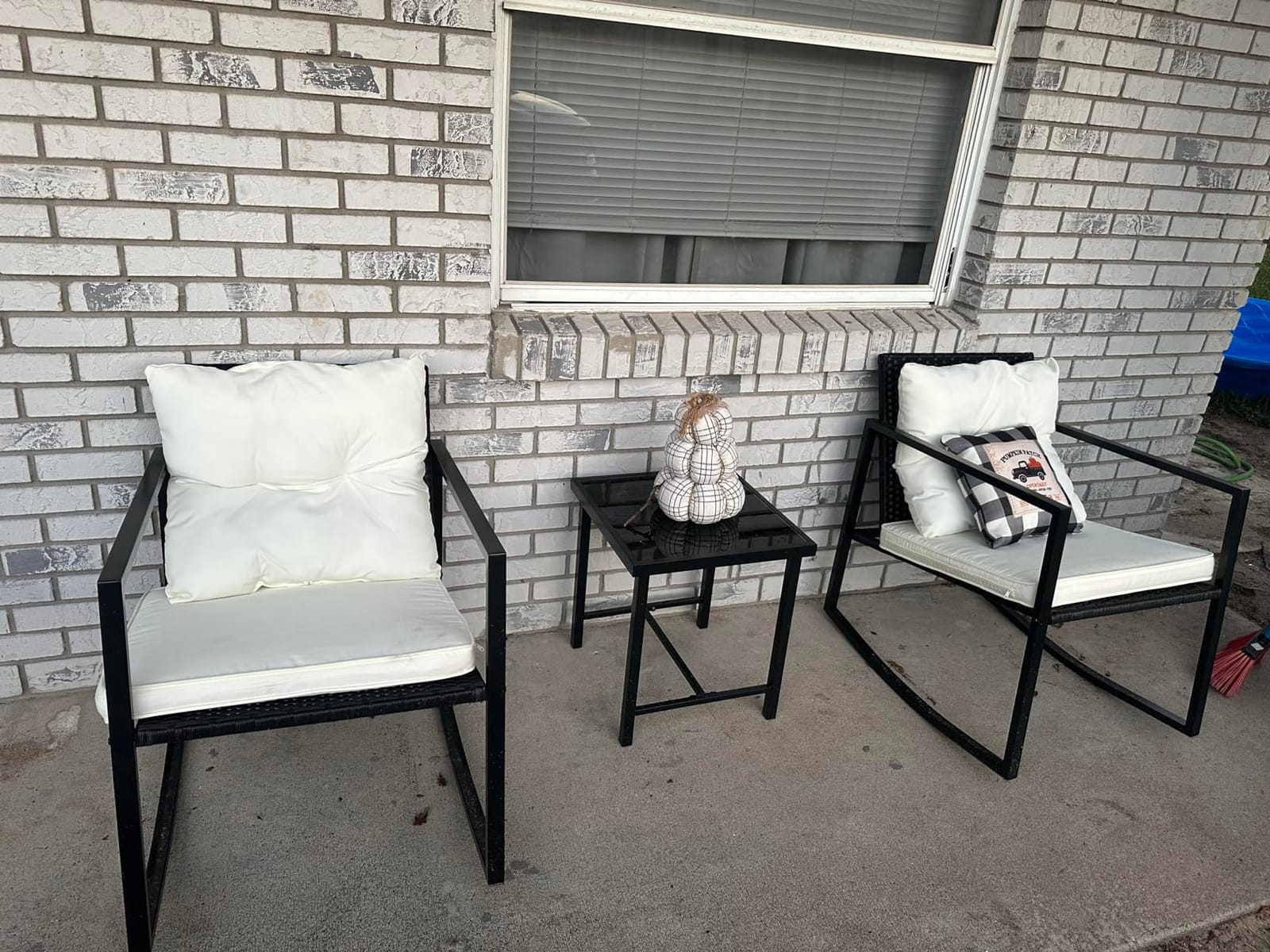 Devoko 3 Pieces Patio Furniture Set Wicker Outdoor Rocking Bistro Chair customer photo 2