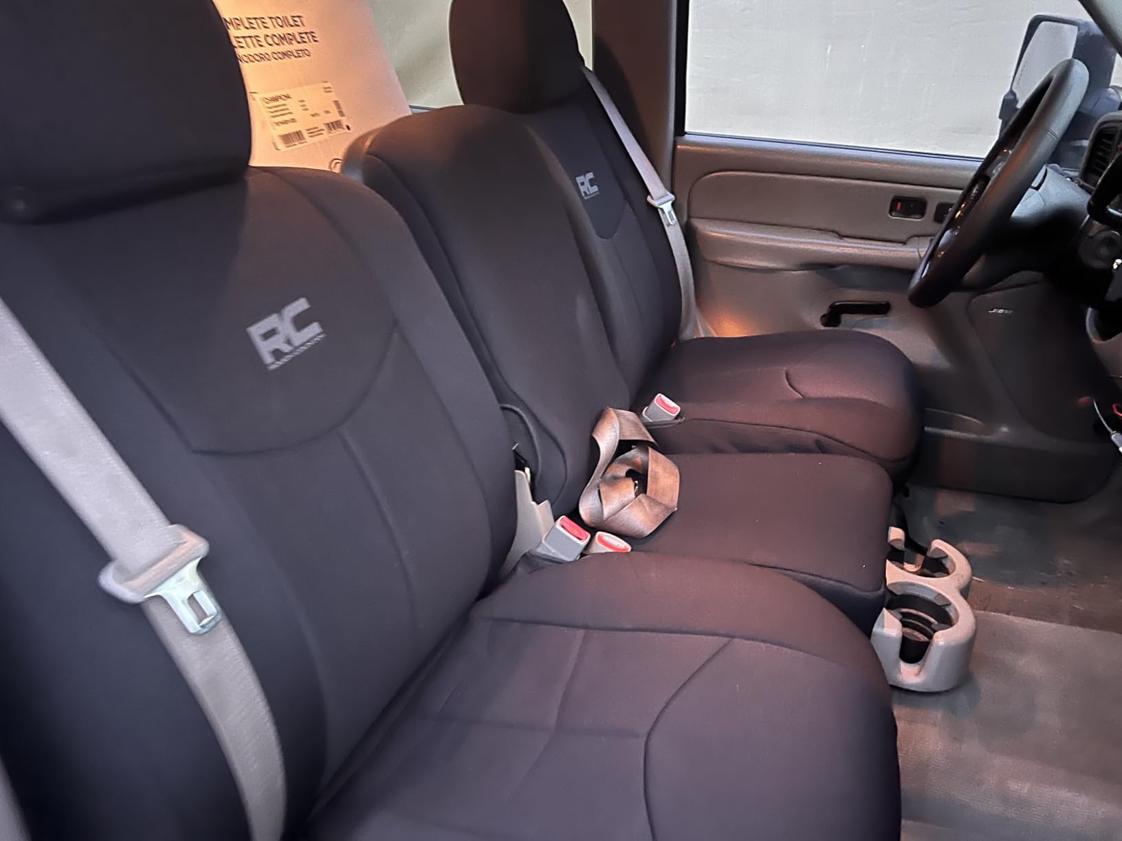 Rough Country Neoprene Front Seat Covers for Chevy Silverado & GMC Sierra 1500 (1999-2006) - Waterproof & UV Resistant, Foam Padded, Front Seat Cover Set customer photo 1