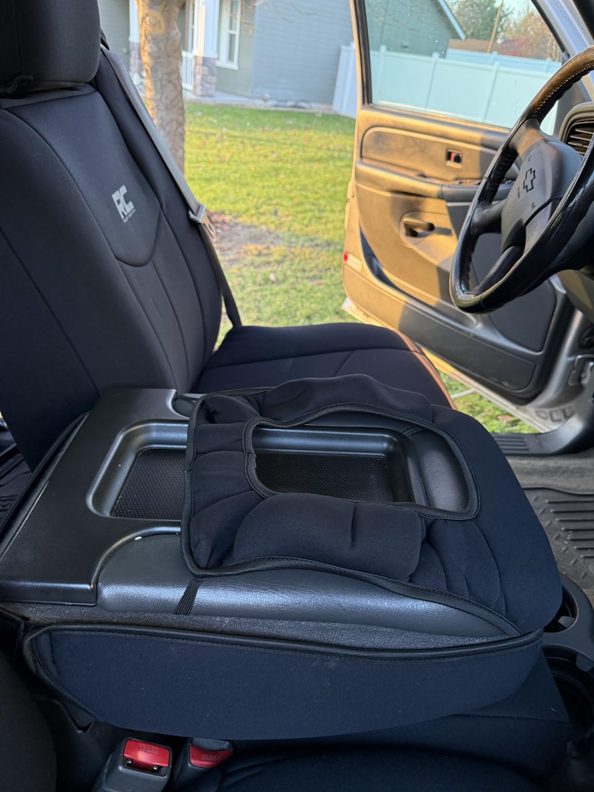 Rough Country Neoprene Front Seat Covers for Chevy Silverado & GMC Sierra 1500 (1999-2006) - Waterproof & UV Resistant, Foam Padded, Front Seat Cover Set customer photo 2