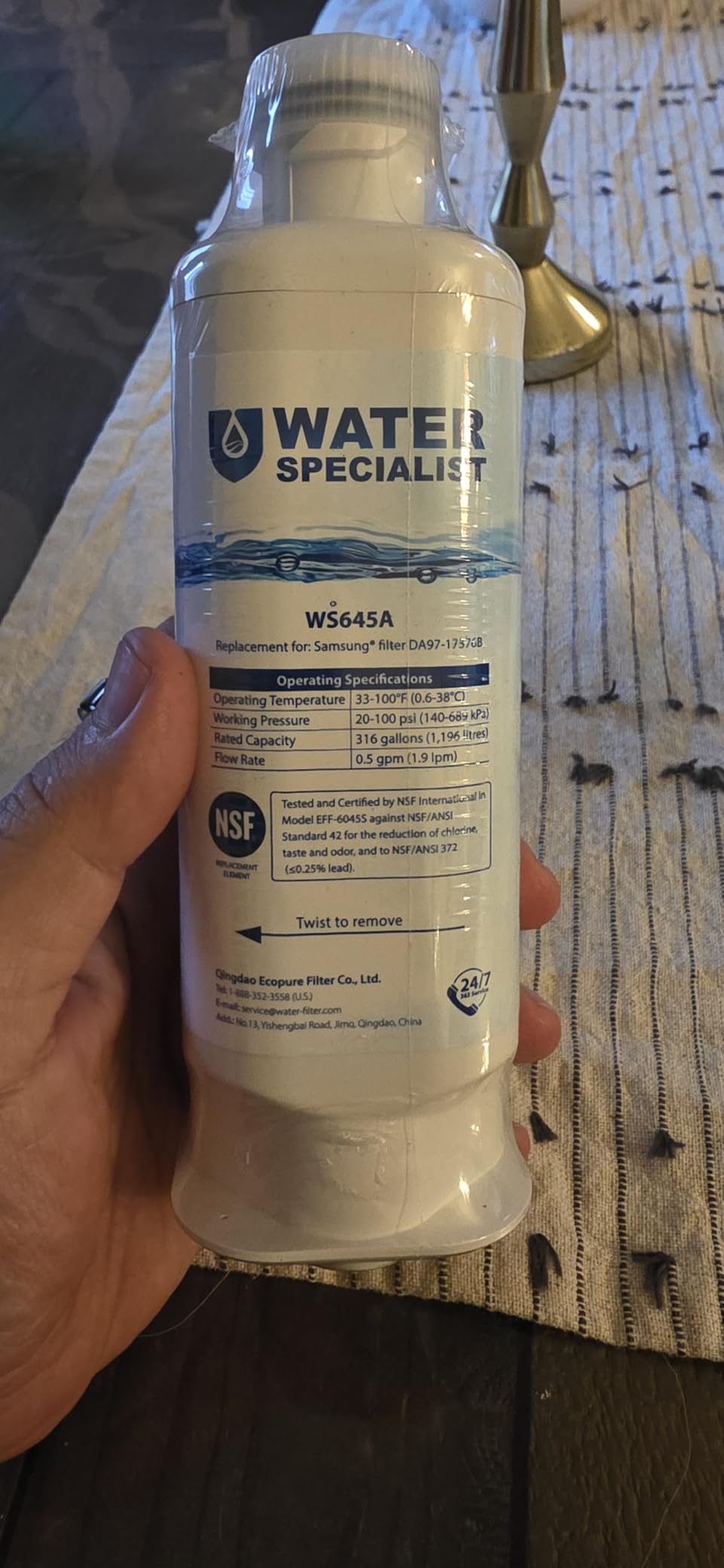 Waterspecialist WS645A Refrigerator Water Filter, Replacement for Samsung® DA97-17376B, HAF-QIN/EXP, HAF-QIN, RF28T5001SR, DA97-08006C, RS27T5200SR, RF28R7351SG, RF24R7201SR, RF27T5201SR, 3 Pack customer photo 2