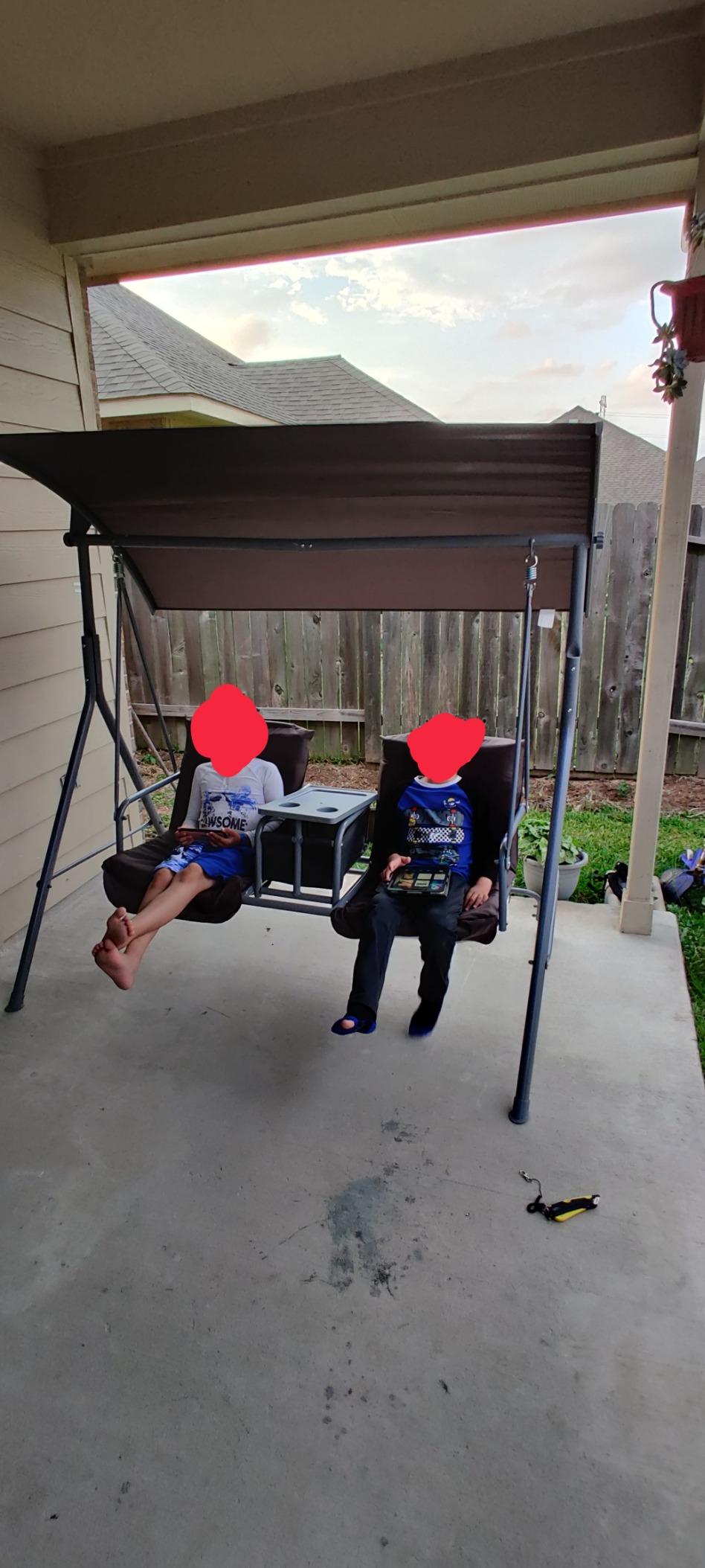 Outsunny 2 Person Porch Swing with Stand Canopy Outdoor Swing Gray customer photo 1