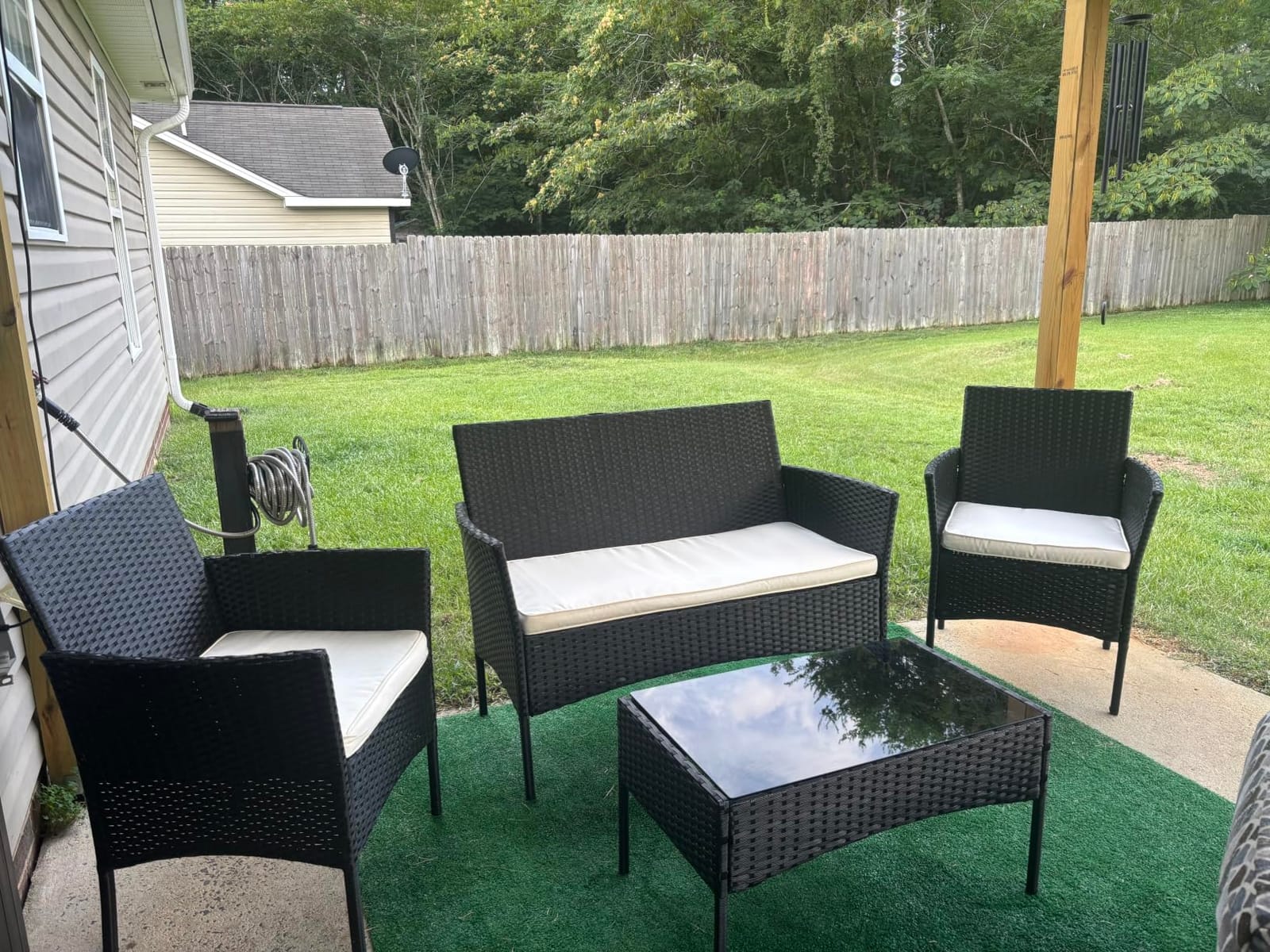 FDW 4-Piece Patio Furniture Set | Black | Outdoor Wicker Furniture customer photo 2