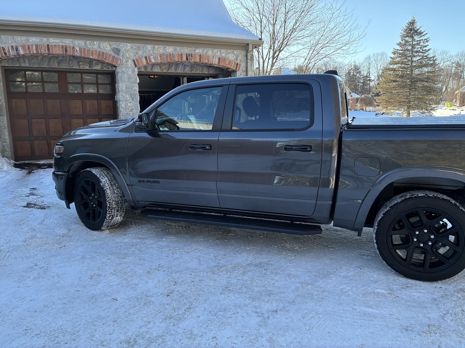 APS 6-inch (Black Stainless Steel Flat Style) Running Boards Nerf Bars Compatible with Ford F150 2015-2026 SuperCrew Cab & F150 Lightning 2022-2026 & F-250 F-350 Super Duty 2017-2026 Crew Cab customer photo 1