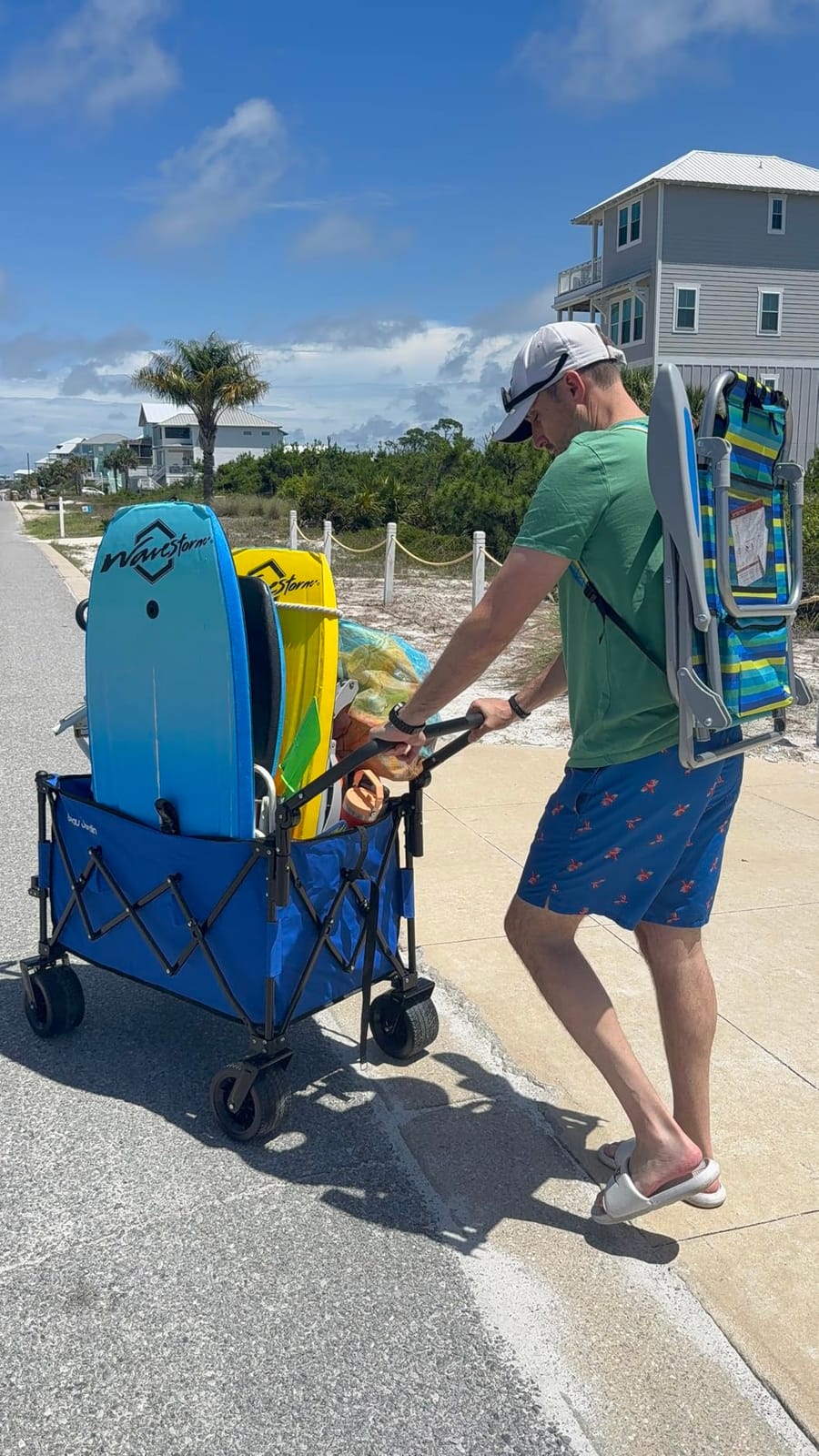BEAU JARDIN Folding Push & Pull Beach Wagon 500 lbs Collapsible Foldable Wagons with Push Handle All Terrain Wheels Grocery Utility Camping Skiing Ice Fishing Sports Garden Wagon Cart Christmas Blue customer photo 1