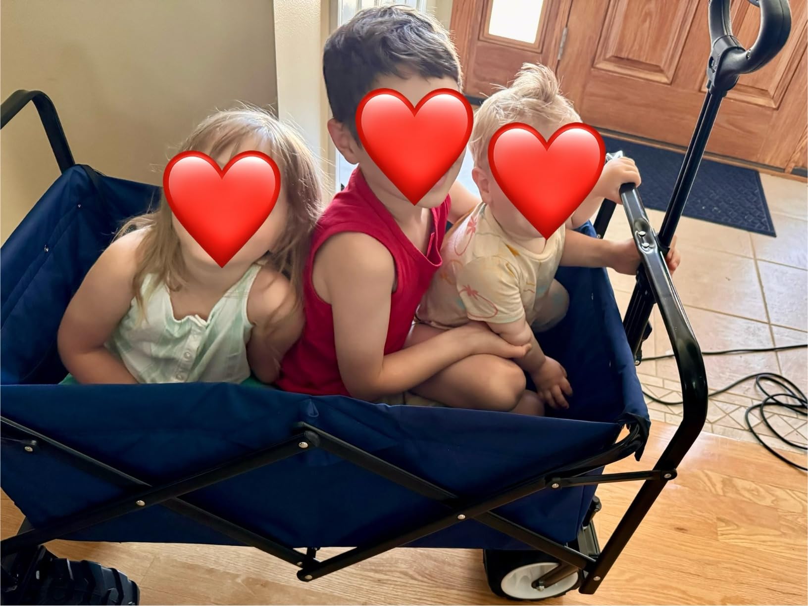 BEAU JARDIN Folding Push & Pull Beach Wagon 500 lbs Collapsible Foldable Wagons with Push Handle All Terrain Wheels Grocery Utility Camping Skiing Ice Fishing Sports Garden Wagon Cart Christmas Blue customer photo 2