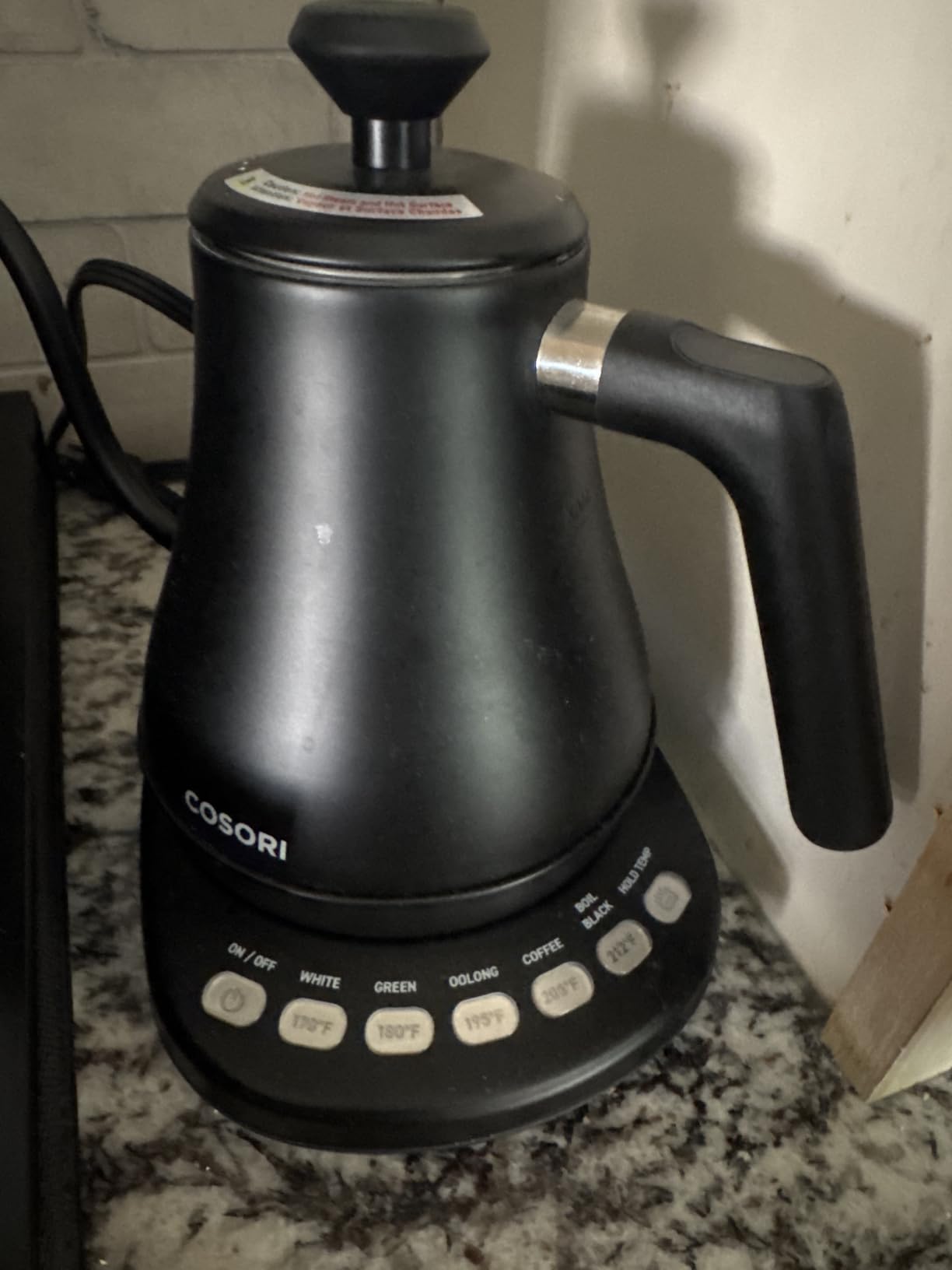 Cosori Gooseneck Electric Kettle with Temperature Control, 0.8L, Black customer photo 1