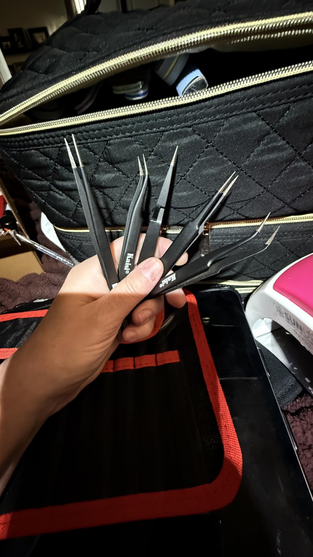 Precision Tweezers Set, Kaisi 12 PCS ESD Tweezer Set, Anti-Static Stainless Steel Tweezers Kit Curved Tweezers for Craft, Jewelry, Electronics, Laboratory Work customer photo 2