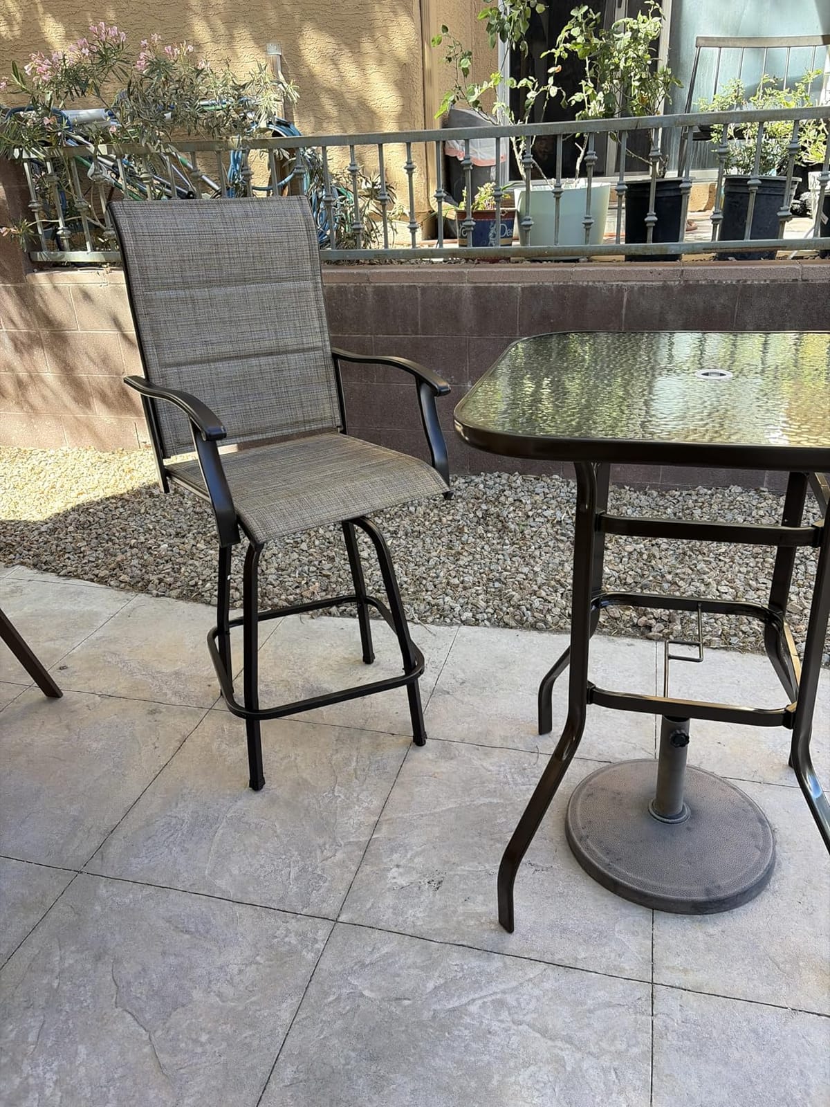 PHI VILLA 3 Piece Outdoor Swivel Bar Stools Set, Bar Height Patio Set customer photo 2