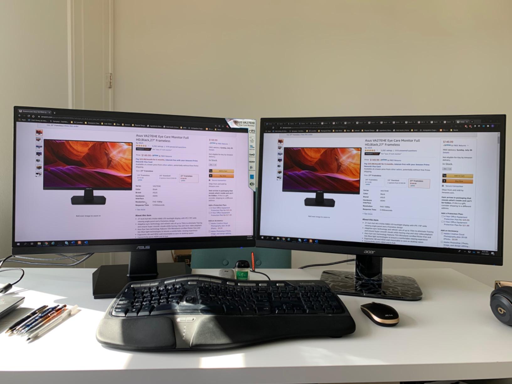 ASUS 27 Inch Desktop Monitor - Full HD (1920 x 1080), IPS, 75Hz, Adaptive-Sync, HDMI, D-Sub, Frameless - VA27EHE customer photo 2