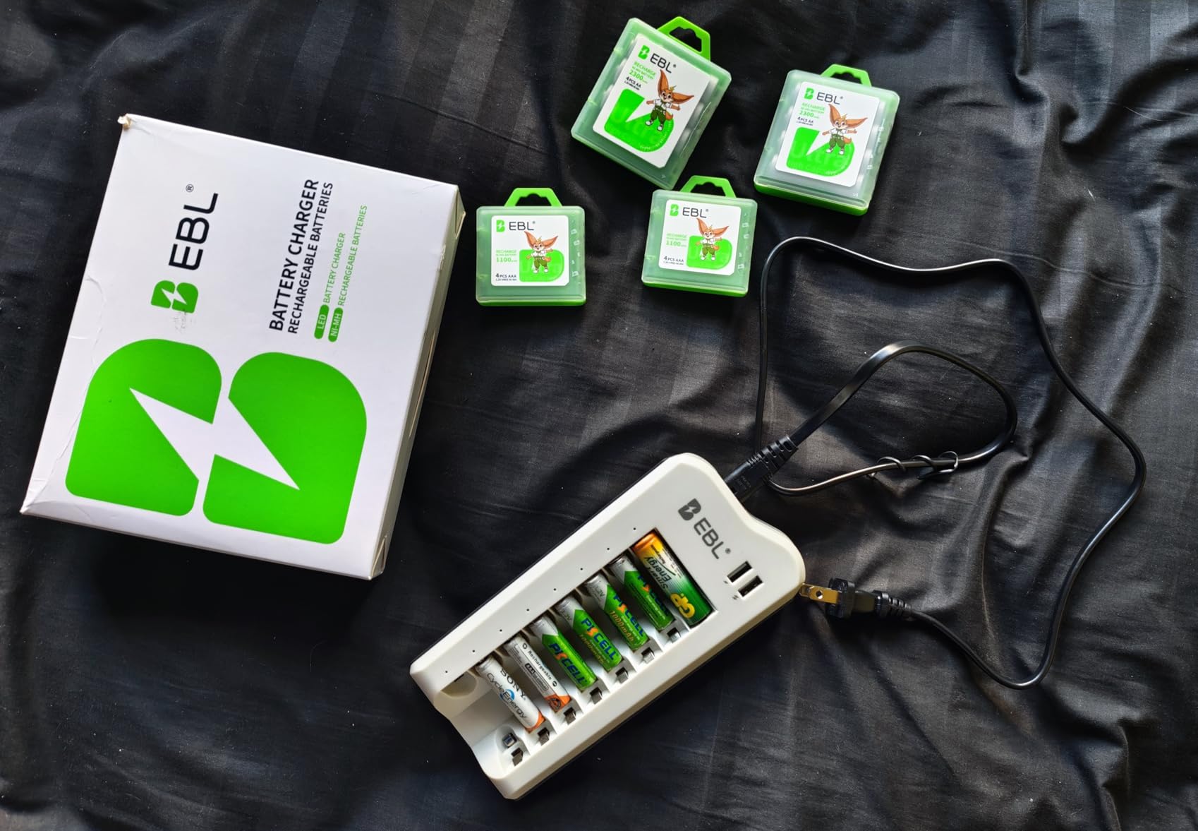 EBL AA AAA Battery Charger, 8 AA 2300mAh & 8 AAA 1100mAh NiMH, 2 USB Ports customer photo 1