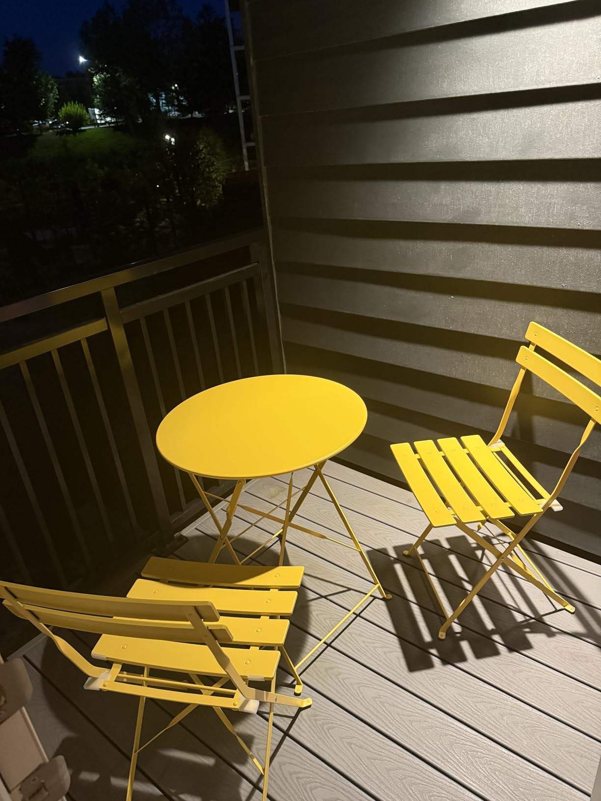 Grand patio 3-Piece Folding Patio Bistro Set Outdoor Porch Balcony, Yellow customer photo 2