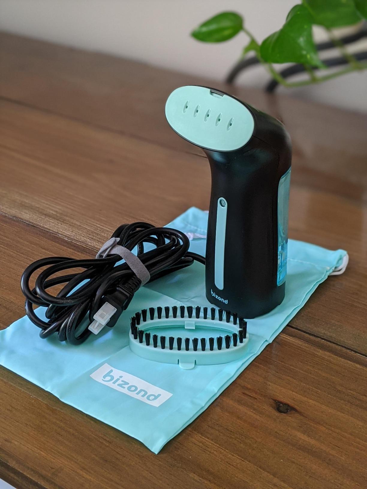 BIZOND Travel Steamer for Clothes - Portable, Handheld for Garment, Fabric and Curtain - No Spitting, Safe, 120V Only, Mini Steam Iron with Metal Plate - Compact Home Wrinkle Remover (Black) customer photo 2