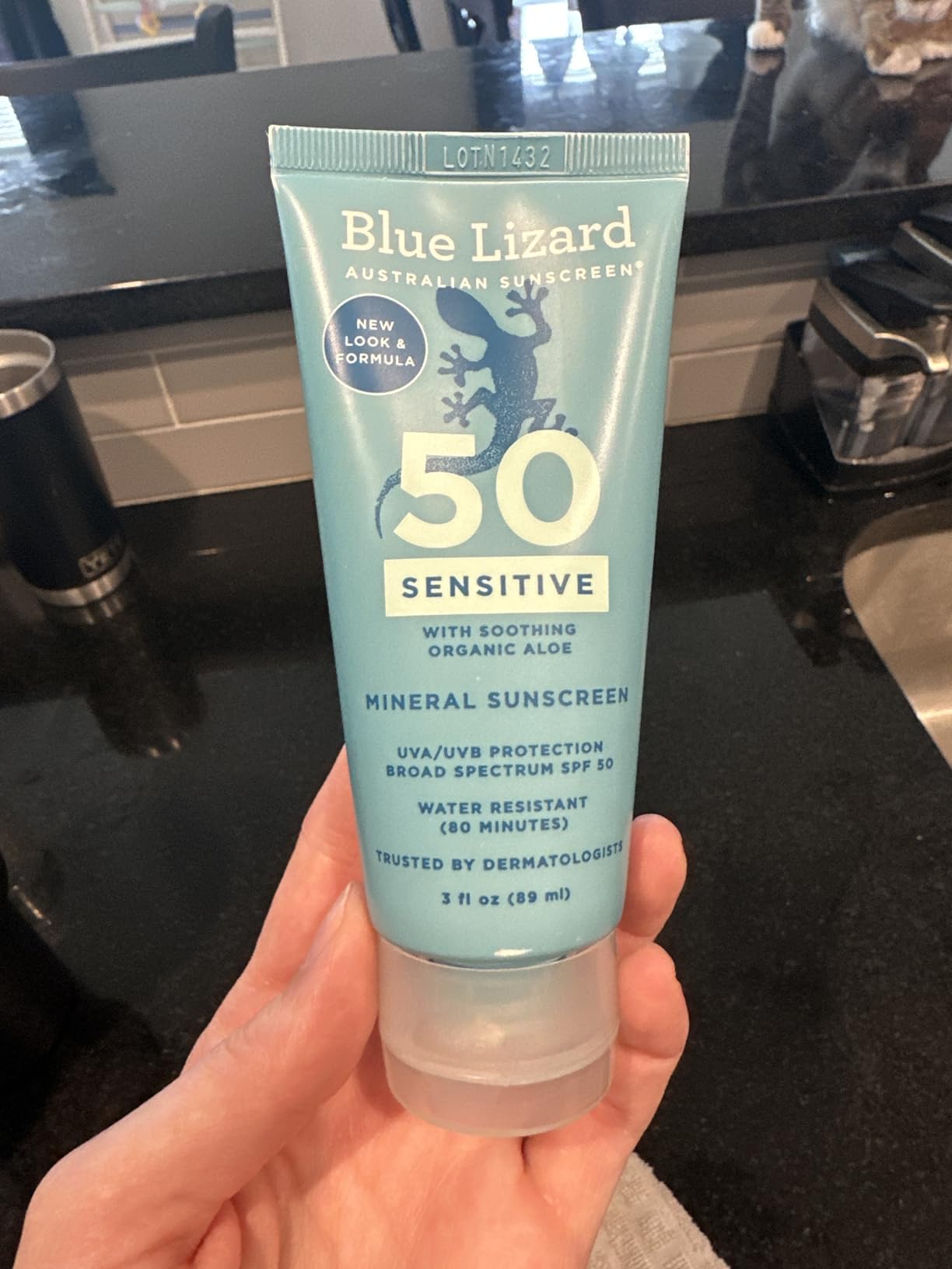 Blue Lizard SENSITIVE Mineral Sunscreen with Zinc Oxide, SPF 50+, Water Resistant, UVA/UVB Protection with Smart Cap Technology - Fragrance Free, 3 oz. Tube customer photo 1