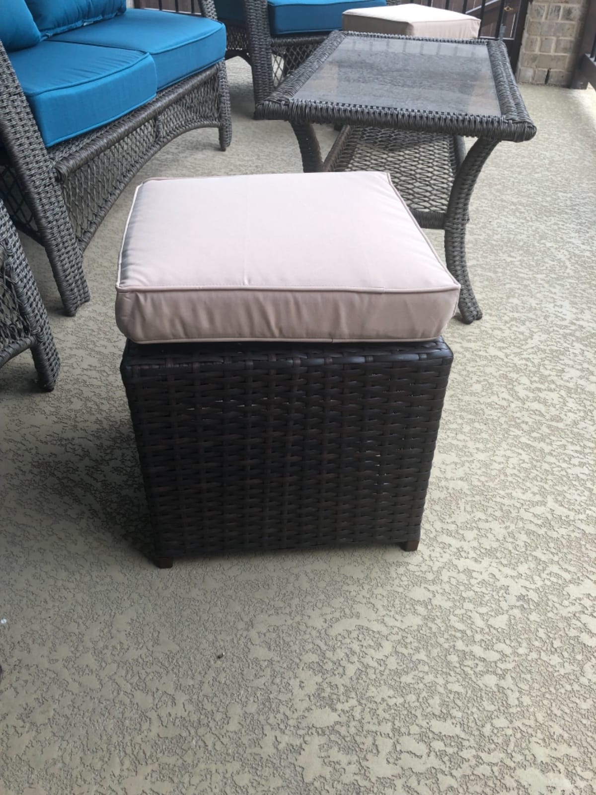 Patiorama 2 Pieces Assembled Outdoor Patio Ottoman, Dark Brown Wicker,Beige customer photo 1