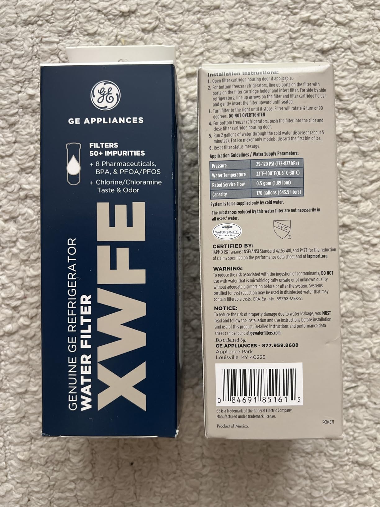GE XWFE™ Refrigerator Water Filter, Genuine Filter, Guaranteed Fit, 1-pack customer photo 2