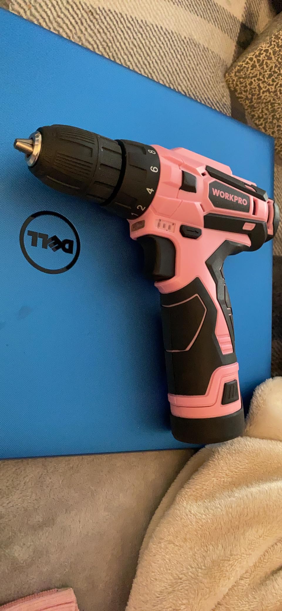 WORKPRO Pink Cordless Drill Driver Set, 12V Electric Screwdriver Driver Tool Kit, 3/8