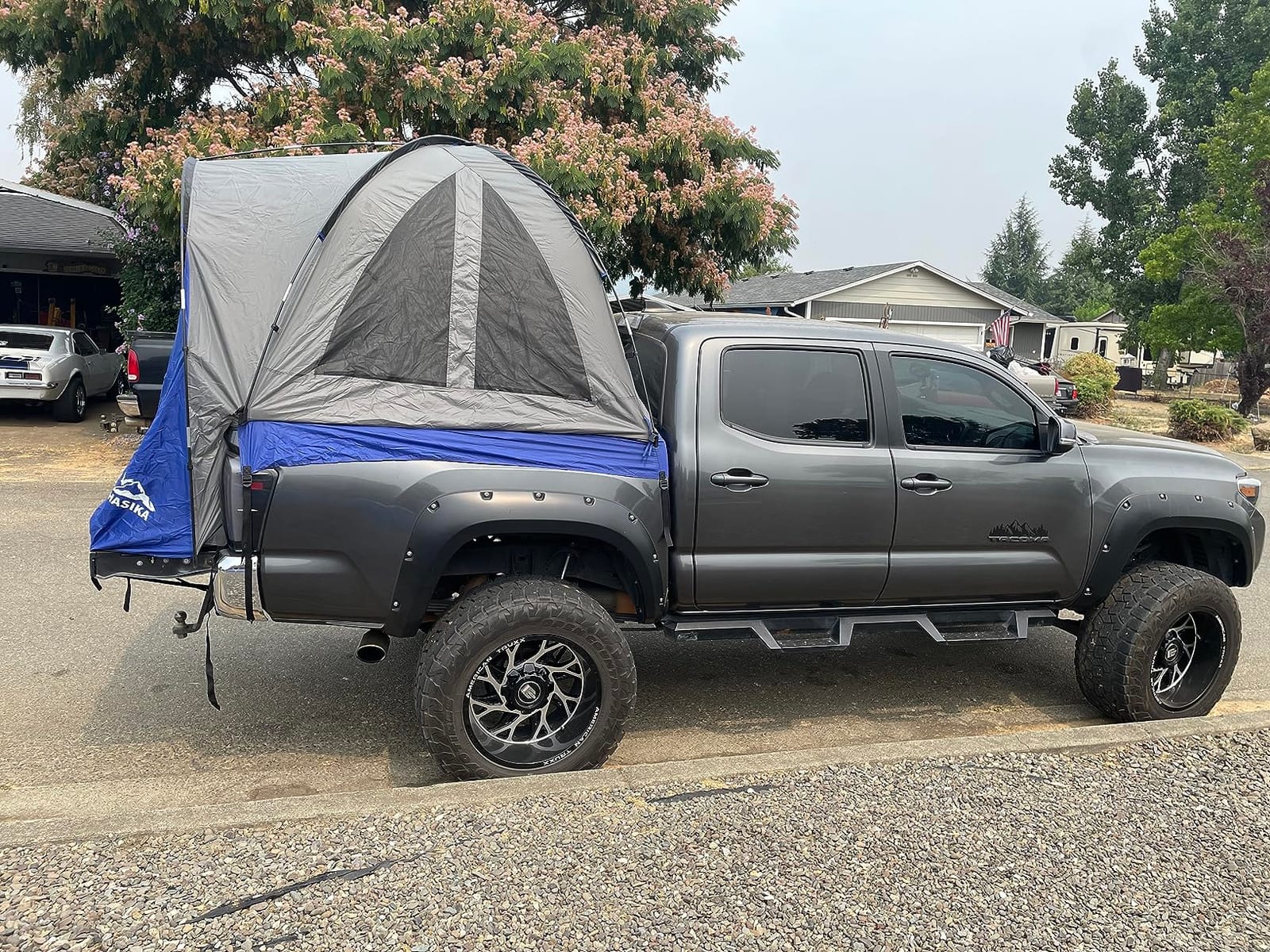 Hasika Double Layer Pickup Truck Bed Tent with Awning, PU3000mm Waterproof Camping Shelter, Fits 5 to 6.5 ft Short Bed/Regular Bed, Blue/Grey customer photo 1