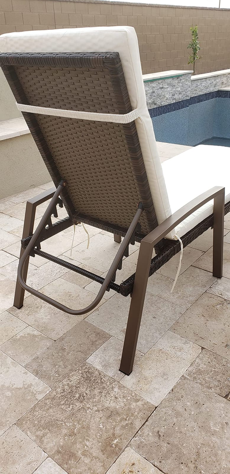 Tangkula 2 PCS Patio Rattan Chaise Lounge Chair, Outdoor Reclining Chaise with Cushion and Armrest, Wicker Sun Lounger with Adjustable Backrest for Garden, Balcony, Poolside customer photo 1