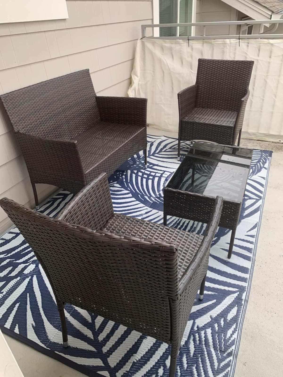 Greesum Patio Furniture 4 Pieces Conversation Sets,Brown and Gray customer photo 1