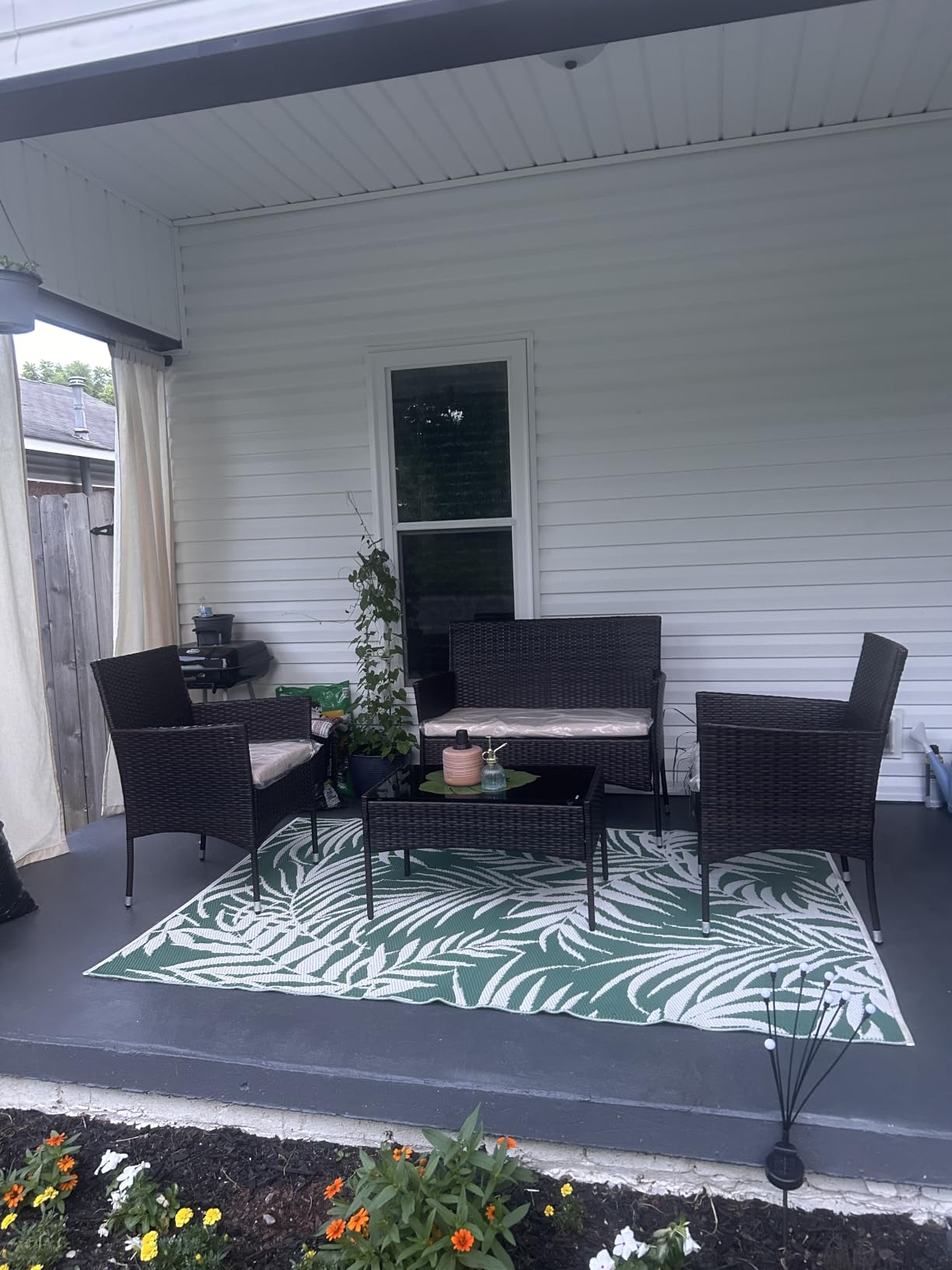 Greesum Patio Furniture 4 Pieces Conversation Sets,Brown and Gray customer photo 2