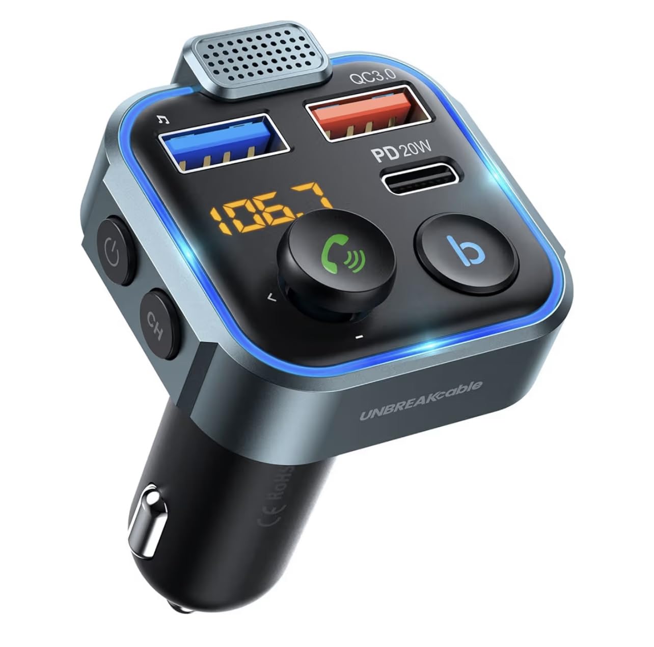 UNBREAKcable Bluetooth 5.3 FM Transmitter for Car Radio Adapter Charger customer photo 2