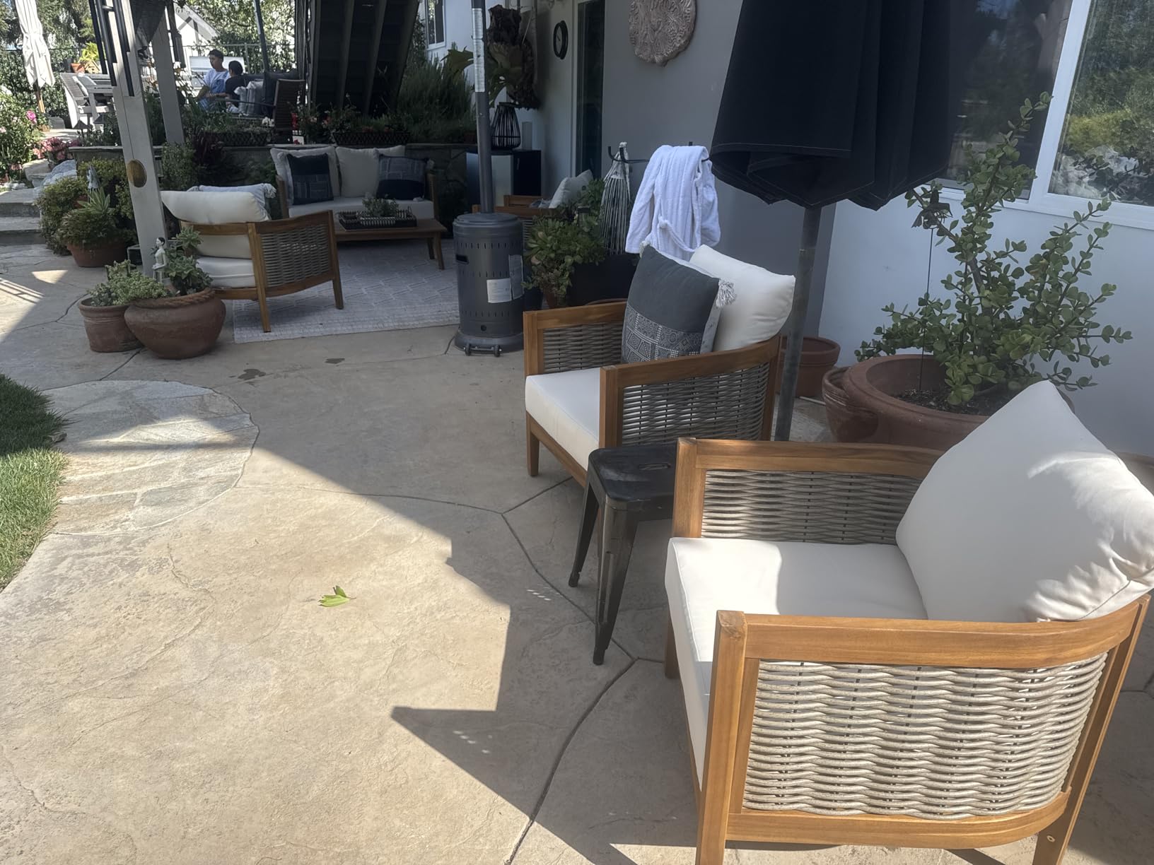 CHRISTOPHER KNIGHT HOME Burchett Outdoor 4pc Chat Set - Acacia Wood and Wicker - Teak/Mixed Brown/Beige customer photo 1