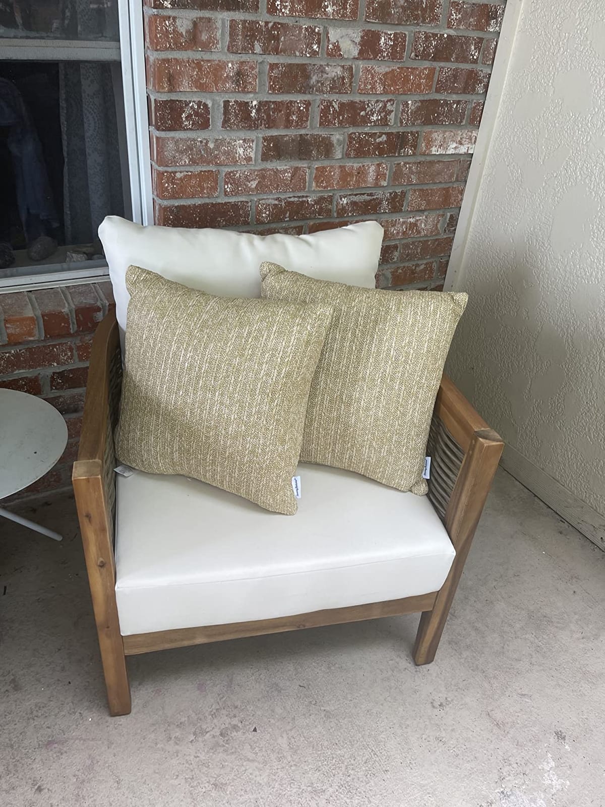 CHRISTOPHER KNIGHT HOME Burchett Outdoor 4pc Chat Set - Acacia Wood and Wicker - Teak/Mixed Brown/Beige customer photo 2