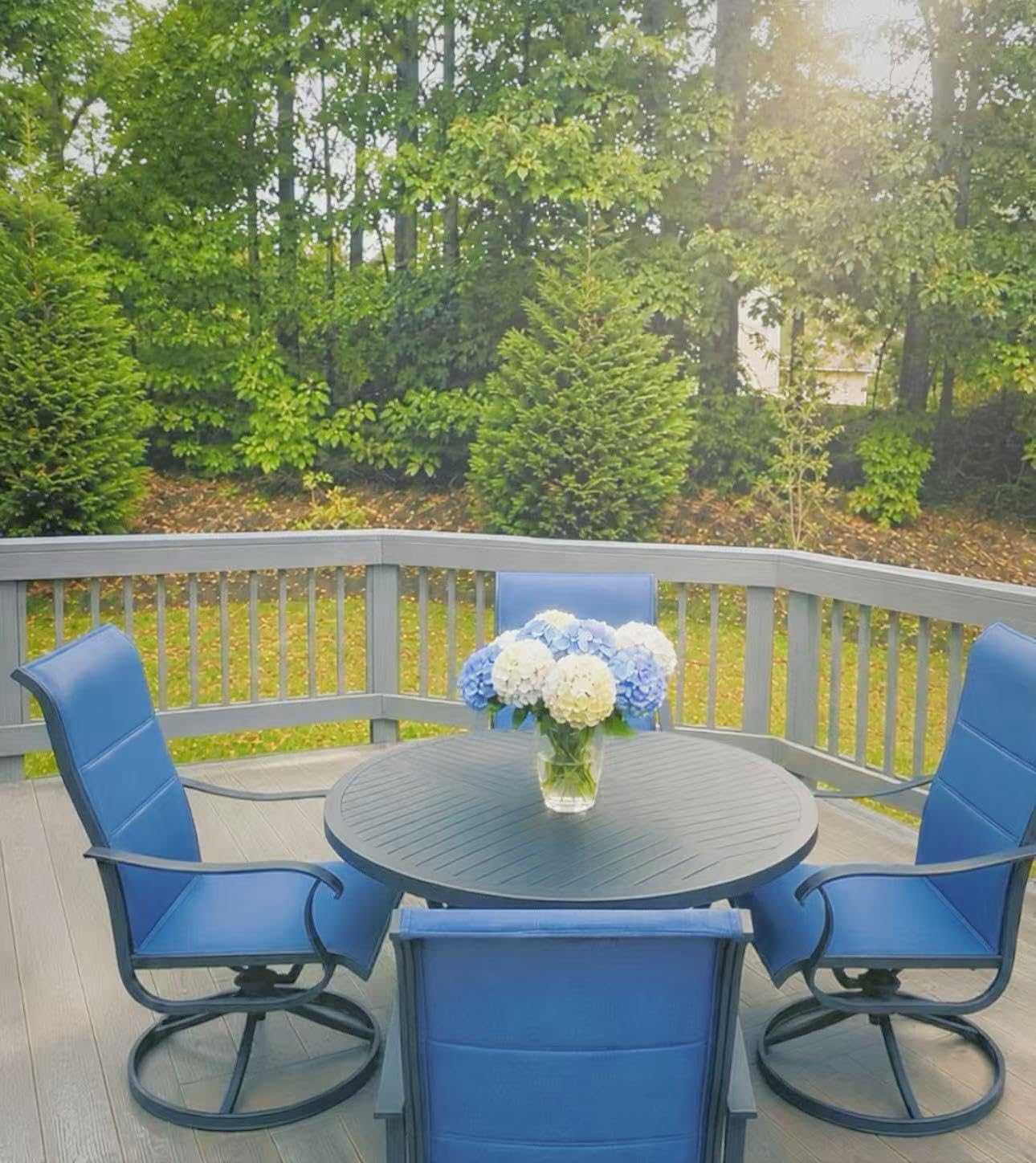 Sophia & William Patio Dining Set 9 Pieces Outdoor Metal Furniture Set, 8 x Patio Dining Swivel Chairs Padded with 1 Expandable 6-8 Person Table for Lawn Garden customer photo 1
