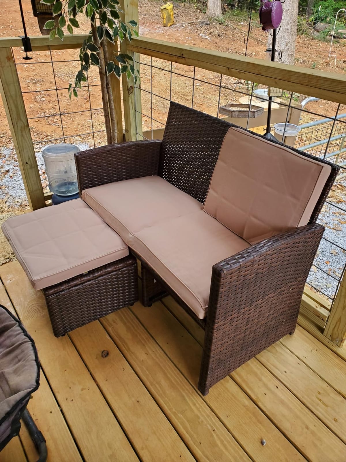 OC Orange-Casual Wicker Outdoor Loveseat Sofa w/2 Ottomans, 3 Pcs, Beige customer photo 2