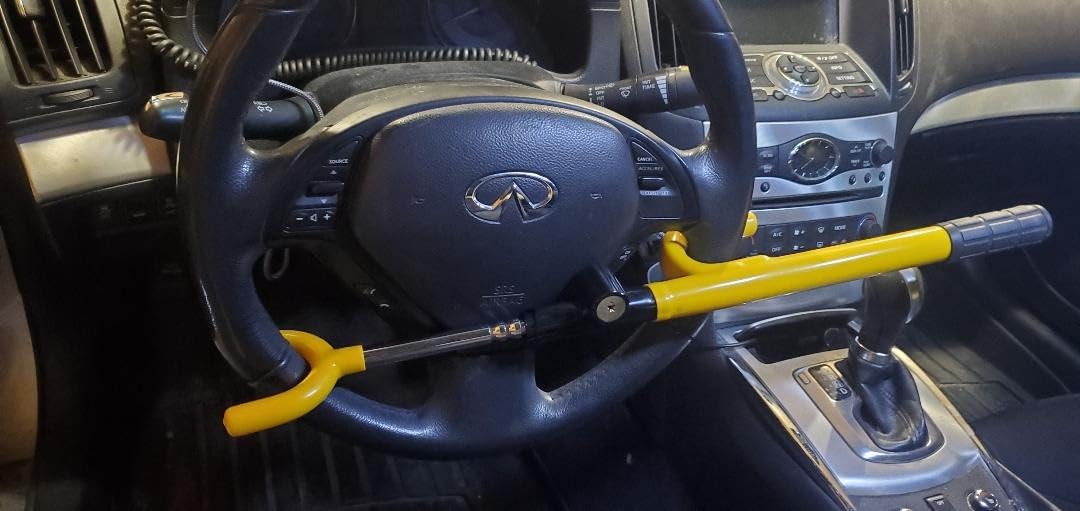 CARTMAN Adjustable Steering Wheel Lock, Anti-Theft Security Device, Yellow customer photo 2