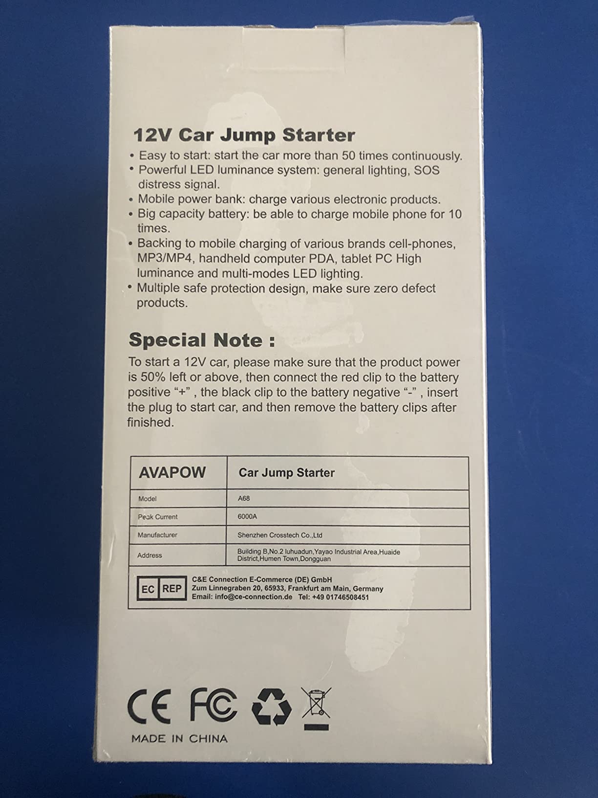 AVAPOW 6000A Car Battery Jump Starter Portable customer photo 2