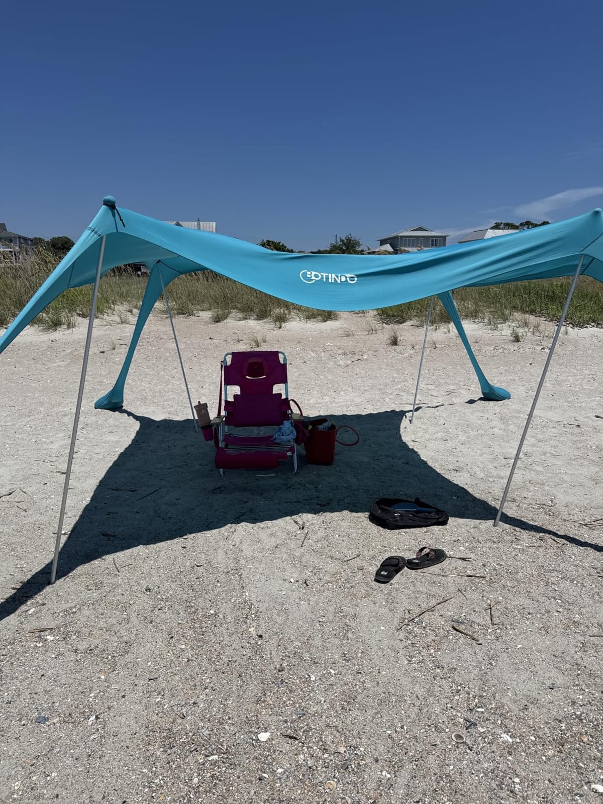 Family Beach Tent Canopy Sun Shade, Pop Up Grande Beach Tent Sun Shelter Stability 4 Poles with Portable Carry Bag Outdoor Shade for Fishing Backyard Camping customer photo 2