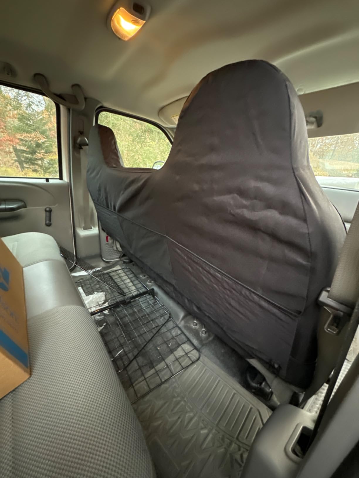 Caterpillar Custom Fit Front Bench Seat Cover with Utility Pockets for Ford F250 / F350 / F450 / F550 (1999-2007) - Durable Black Oxford Super Duty Interior Truck Seat Cover customer photo 1