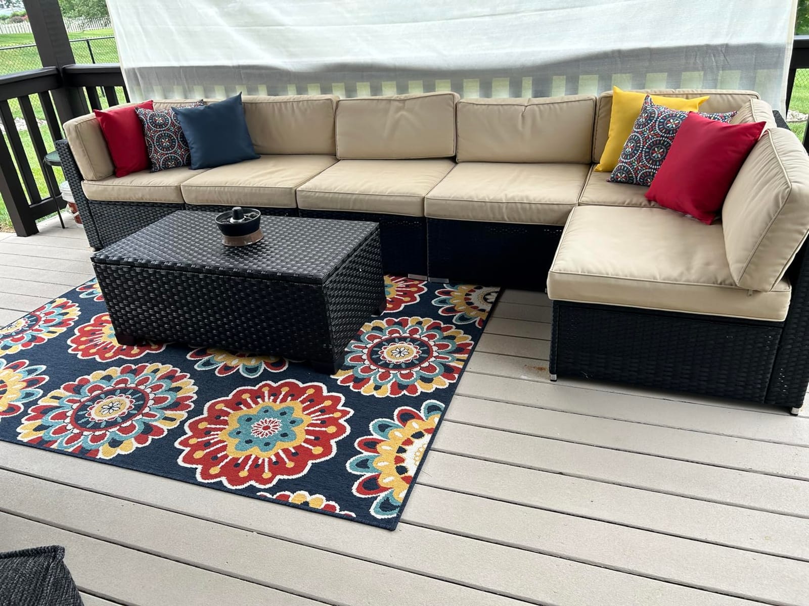 Rattaner Patio Coffee Table with Storage Wicker Outdoor Coffee Table and All-Weather Wicker Side Table with Waterproof Cover, Black customer photo 1