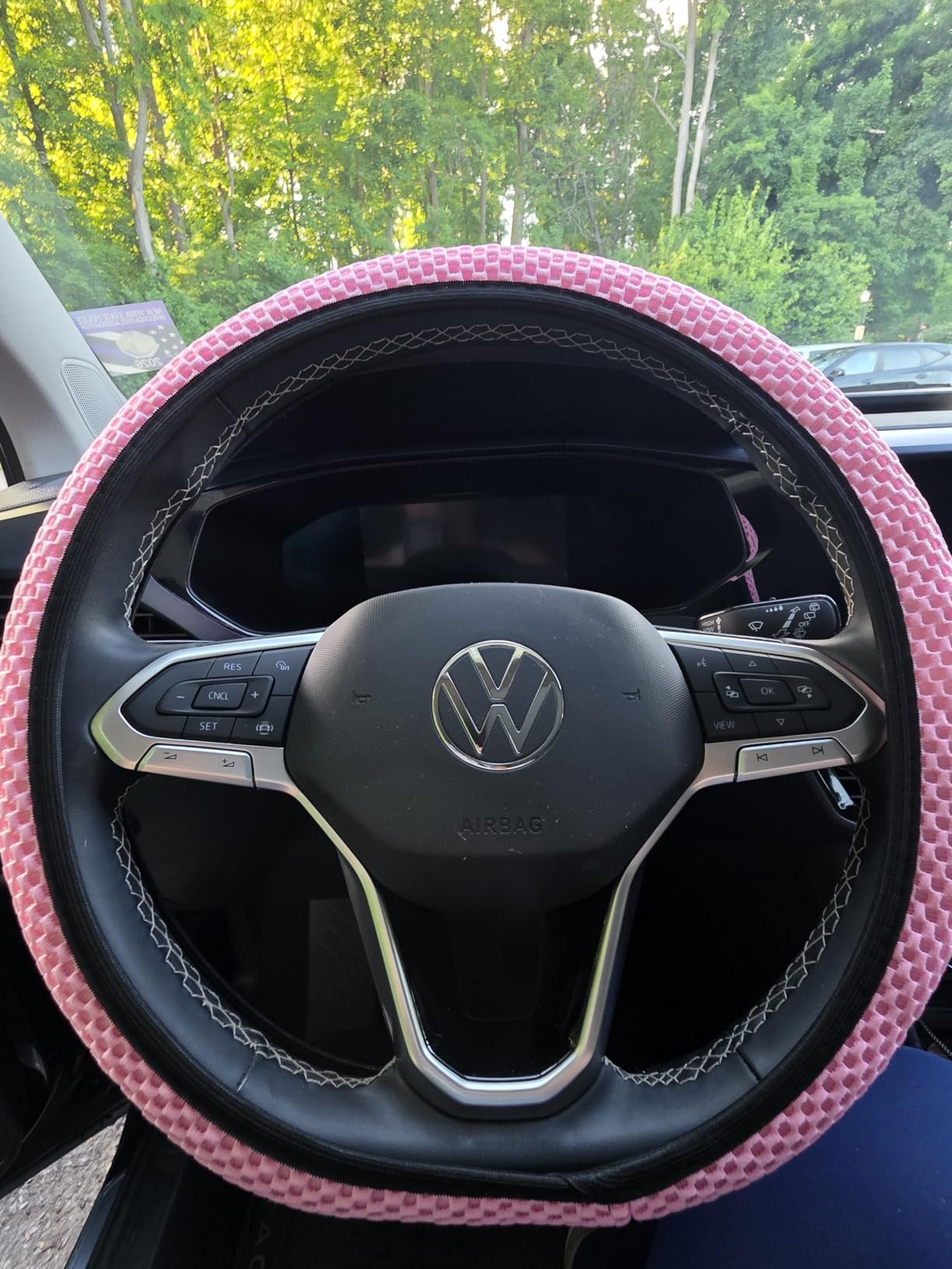 Moly Magnolia 15 Inch Steering Wheel Cover, Microfiber Ice Silk, Blue customer photo 2