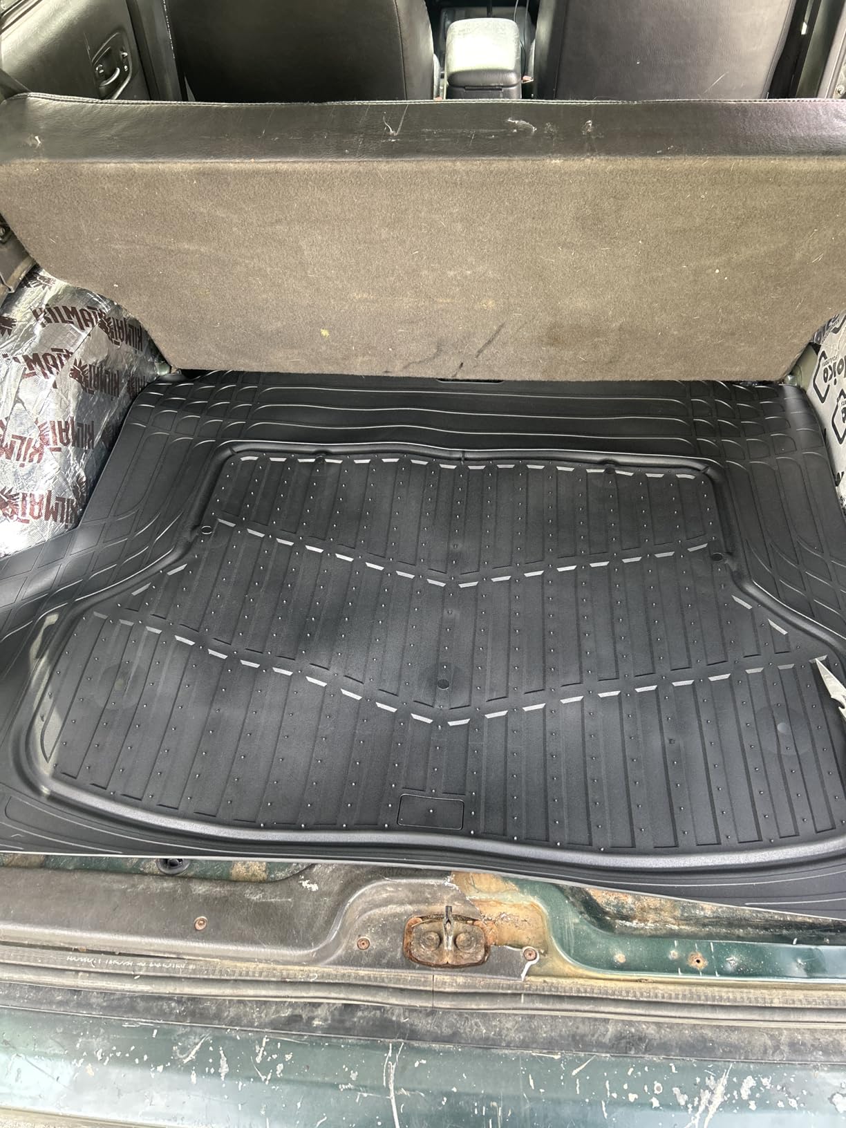 Cat® ToughRide Heavy Duty Automotive Rubber Cargo Liner Trunk Floor Mat, Odorless All Weather Protection, Trimmable to Fit Most Vehicles Car Truck Van SUV, Black, 53