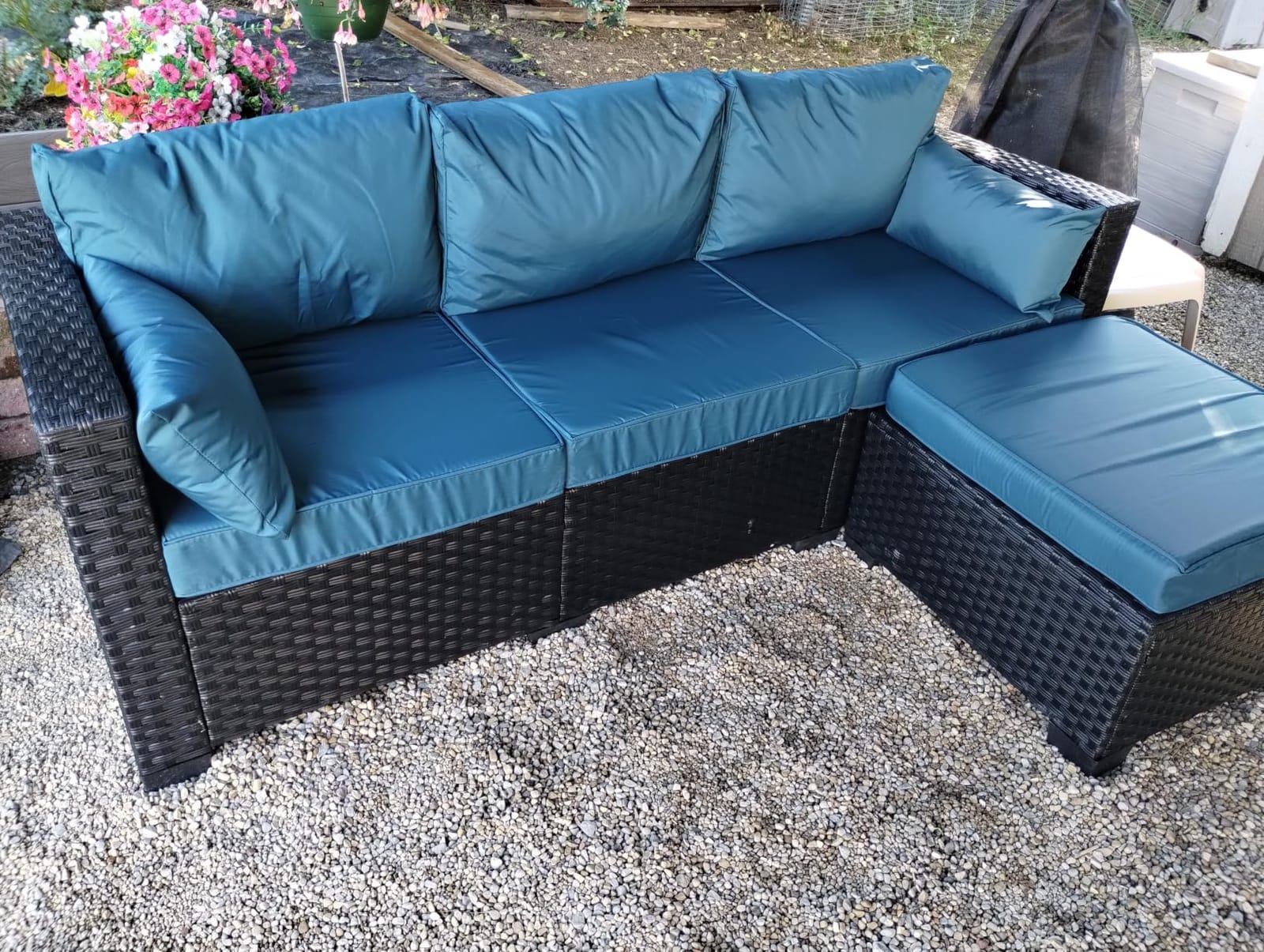 Rattaner Patio Wicker Furniture Set 6 Pieces Outdoor HDPE Wicker Conversation Couch Sectional Chair Sofa Set with Grey Cushions customer photo 2