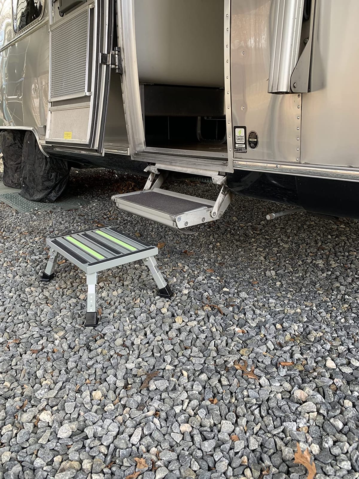 Large Aluminum RV Step Stool, Adjustable Platform, Glow Tape customer photo 2