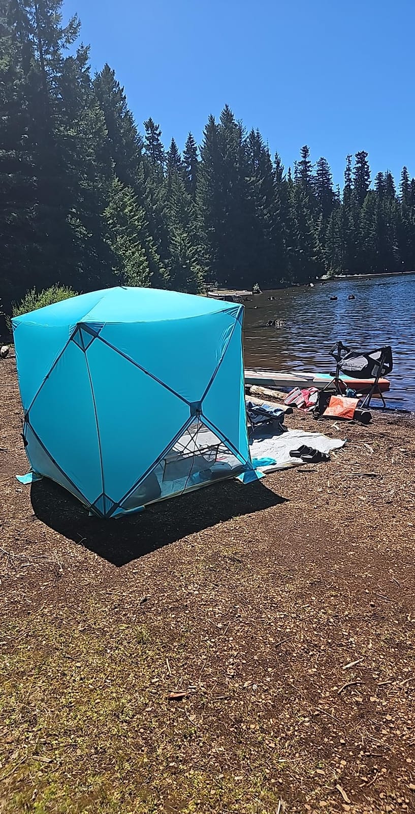 Old Bahama Bay Pop Up Beach Tent, Portable Shade Sun Shelter UPF50+ UV Protection for 4 Person Extendable Floor for Fishing Hiking Camping, Waterproof Windproof(Blue) customer photo 2