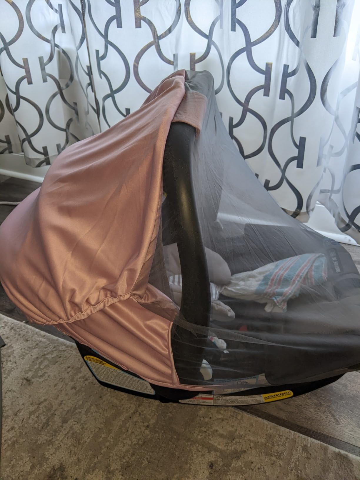 liuliuby Summer Baby Car Seat Cover | 2-in-1 Breathable Carseat Sun Shade & Mosquito Net | UV Protection Lightweight Canopy Covers for Infant Unisex | Bug Net Mesh for Warm Weather (Gray) customer photo 1