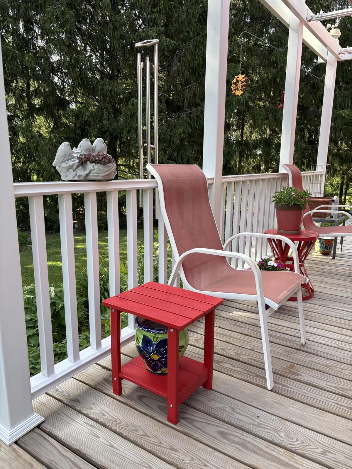 LUE BONA Outdoor Side Table, 2-Tier HDPS Small Patio Table, Black customer photo 2