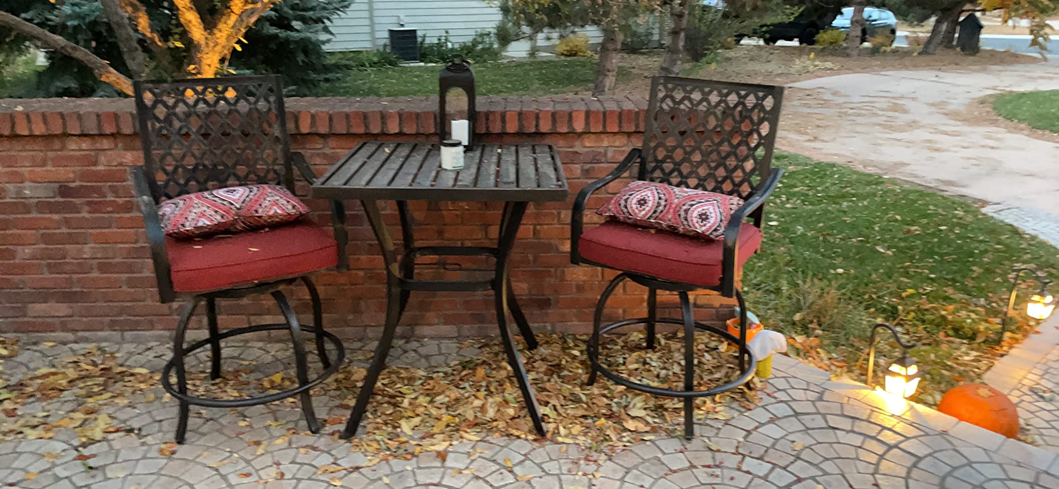 Sophia & William 5-Piece Bar Height Outdoor Table and Chairs, Red customer photo 2