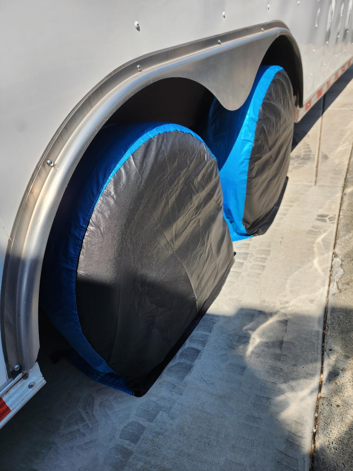 MORNYRAY Tire Covers 4 Pack,Waterproof Anti-UV Snow Sun Rain Tire Covers for RV,Truck, SUV, Trailer, Camper. customer photo 2